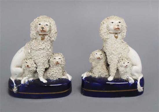 A pair of Staffordshire poodle groups height 11cm